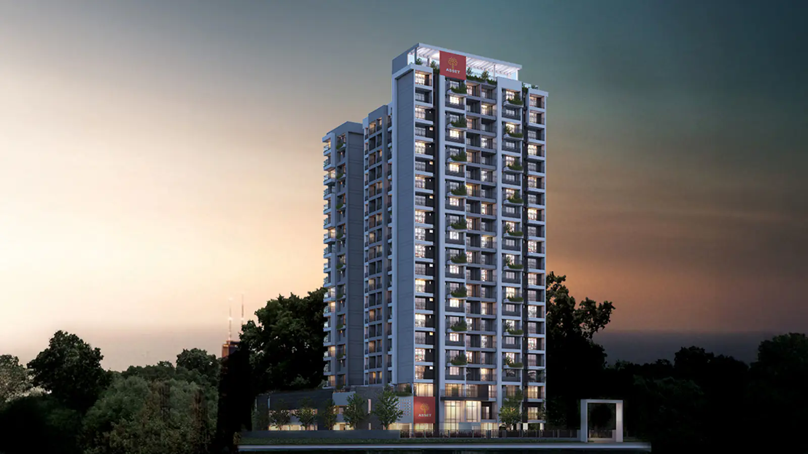 Asset PKS Heritance tower at dusk